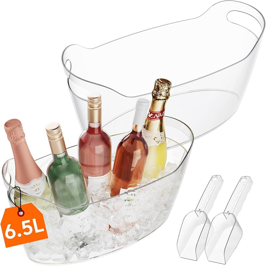 Lifewit 6.5L Ice Bucket for Parties 2 Packs, Portable Drink Bucket for Cocktail Bar, Plastic Cham... | Amazon (US)