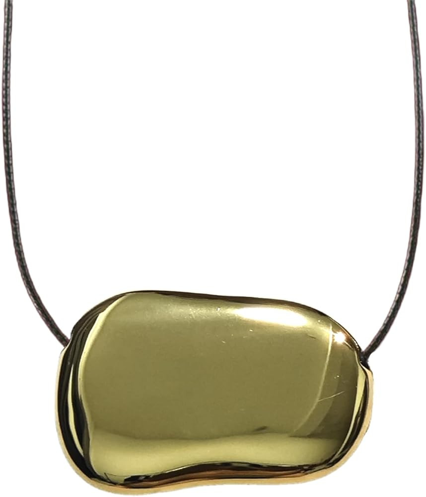 Chunky Necklaces Bean Necklace Gold Plated Necklace Gold Necklace for Women Dainty Necklace 25.6i... | Amazon (US)