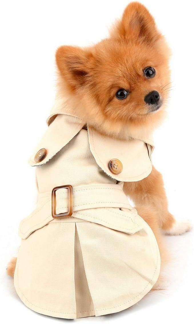 PAIDEFUL Pet Trench Coat for Small Dogs Girl Boy Windproof Fashion Western Jacket Belted Outerwea... | Amazon (US)