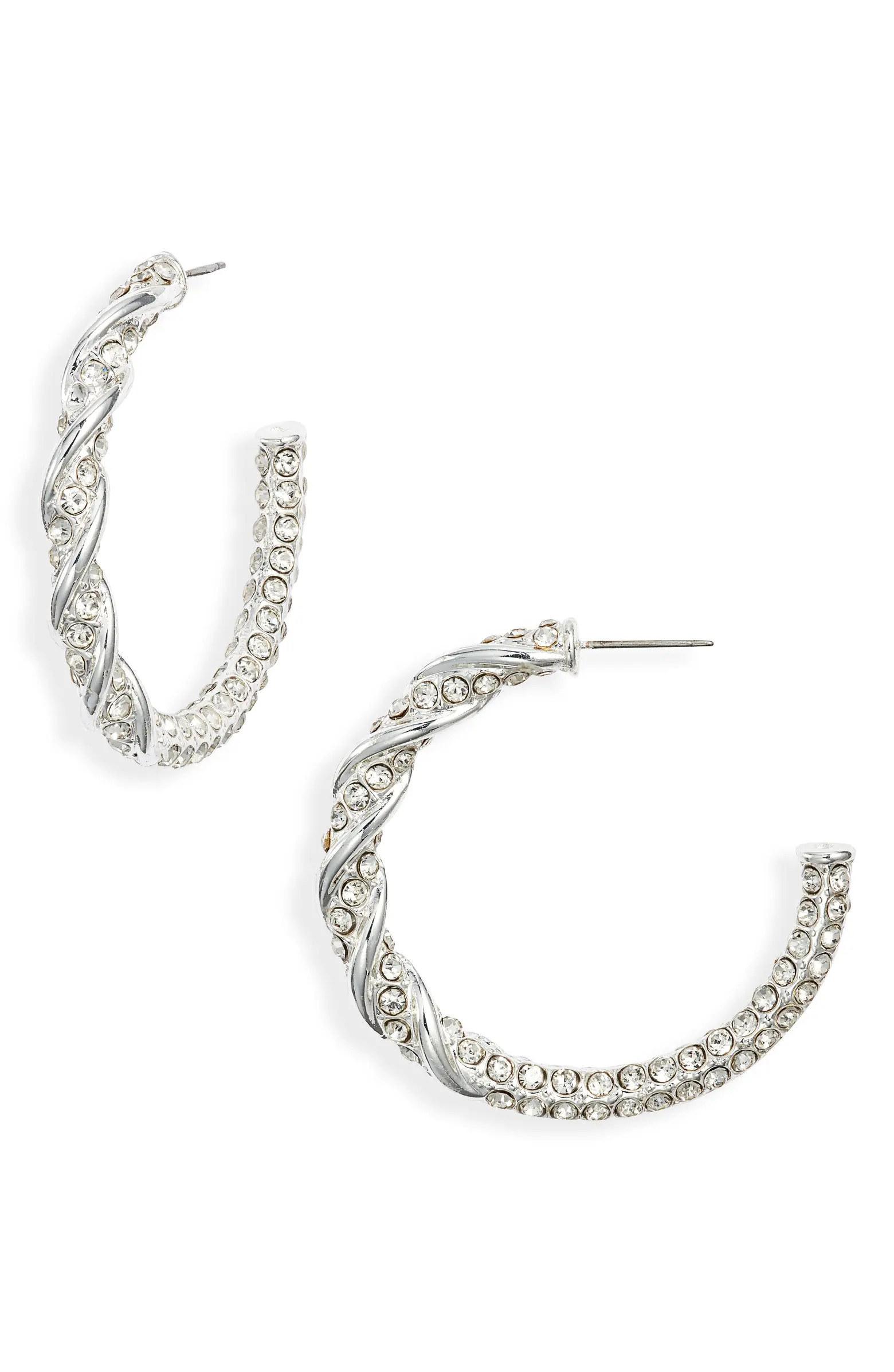 Open Edit Crystal Pavé Hoop Earrings | Nordstrom | Nordstrom