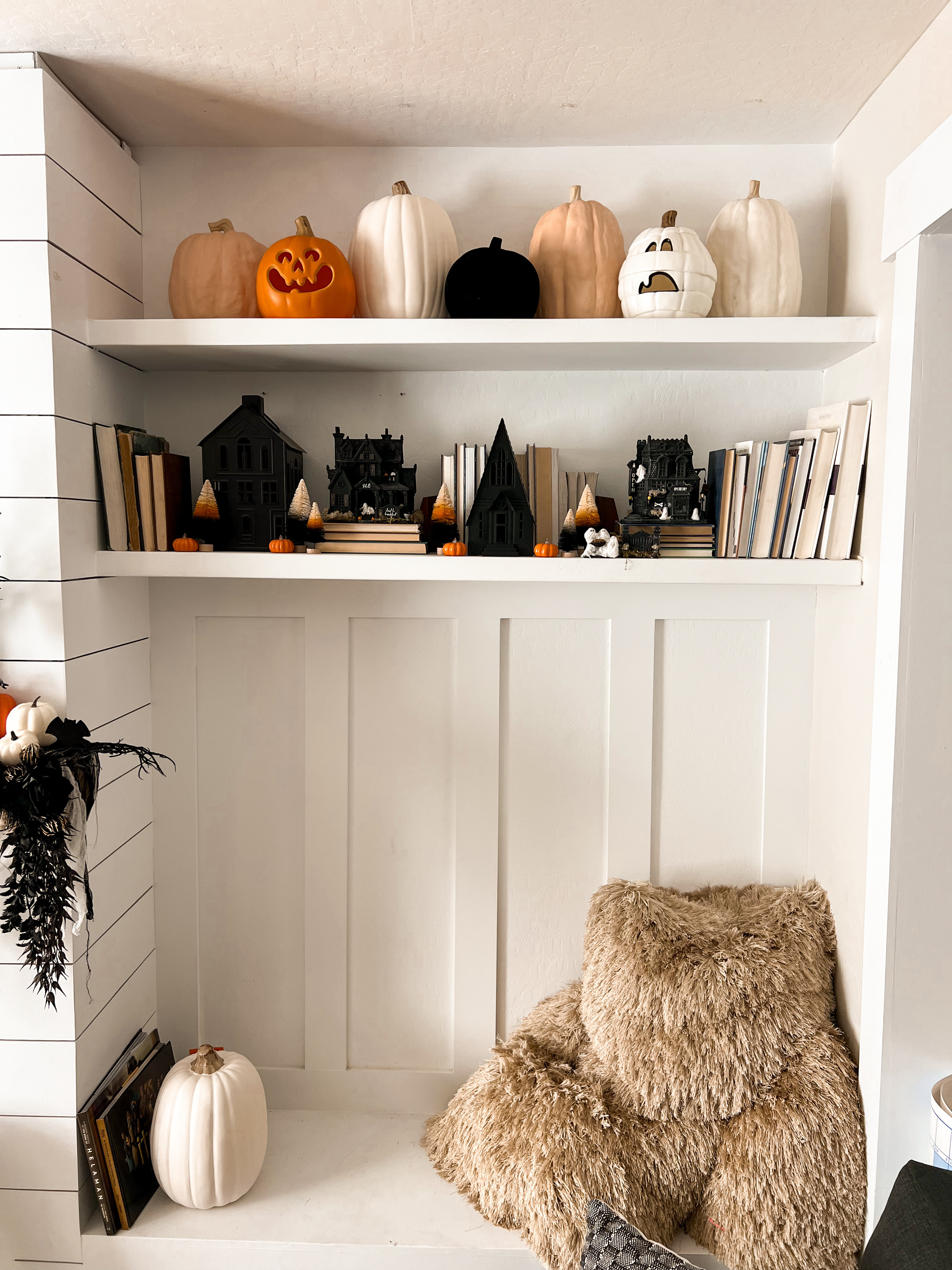 Pumpkins and Halloween village houses 

#LTKHome #LTKSeasonal #LTKHalloween