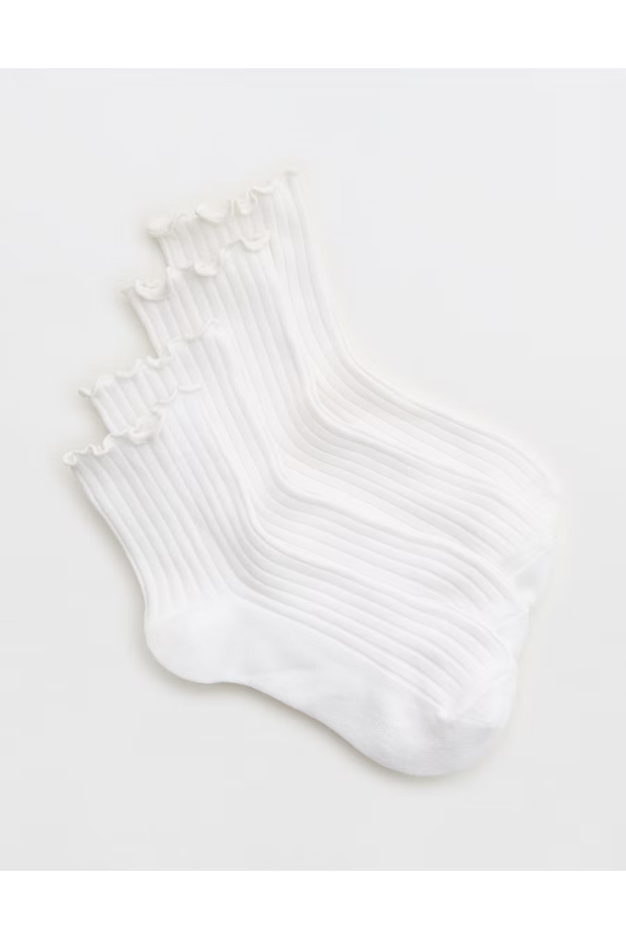 Aerie Lettuce Edge Quarter Sock 2-Pack Women's Bright White One Size | American Eagle Outfitters (US & CA)