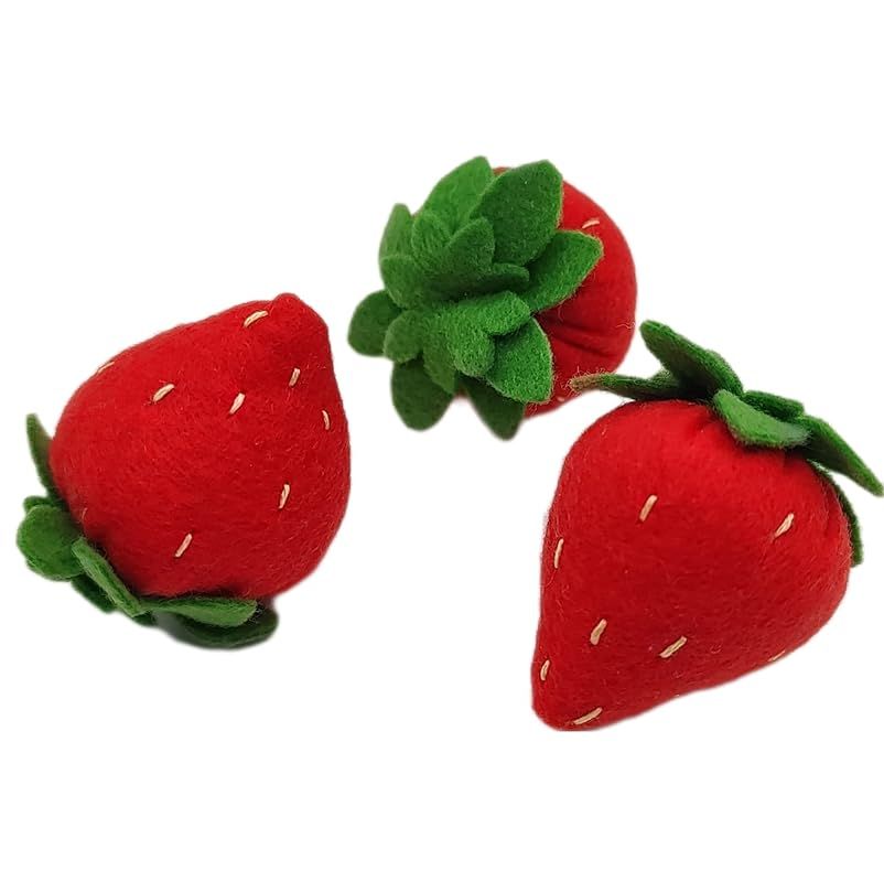 Strawberry felt play food, plush berries, decor for Valentine day, realistic toys, fake food for ... | Amazon (US)