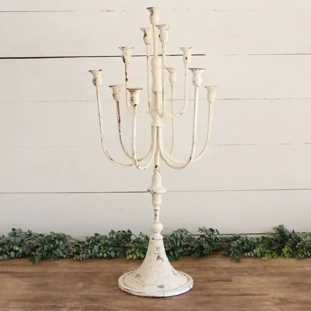 Provincial Iron Tabletop Candelabra | Antique Farm House