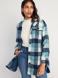 Printed Flannel Long Utility Shacket for Women | Old Navy (US)