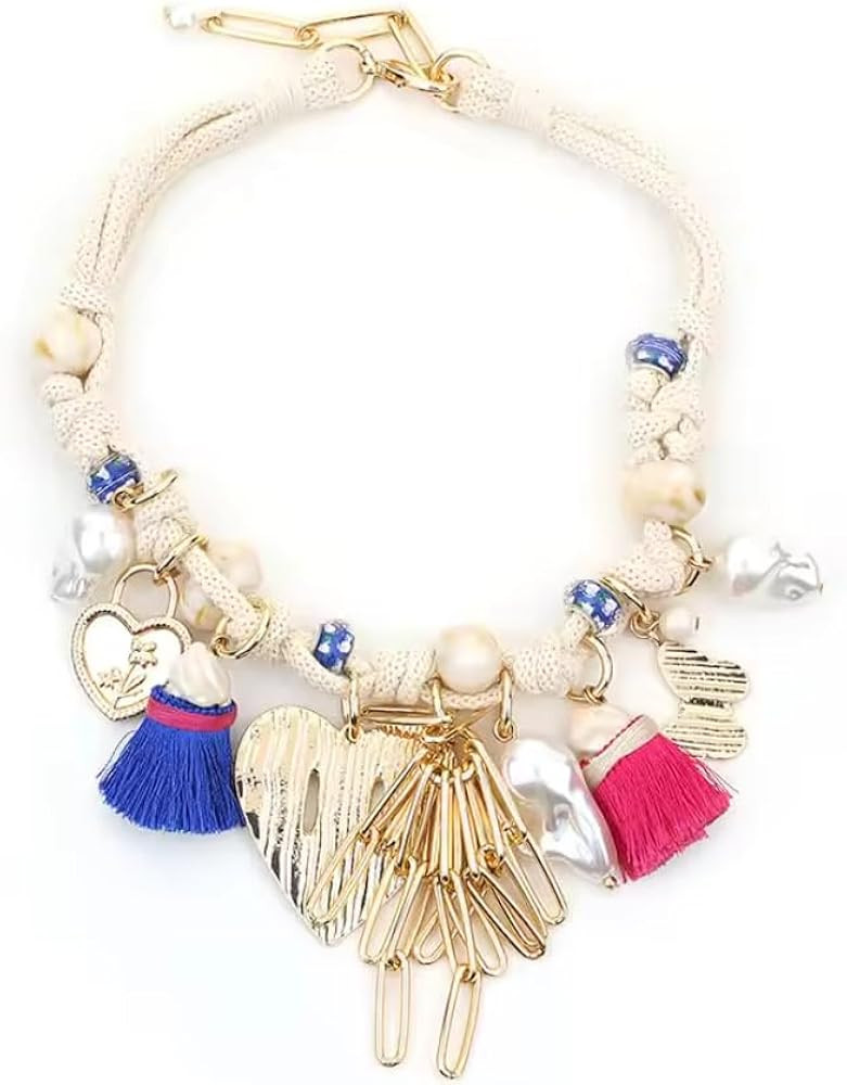 Bohemian Statement Beads&Hearts Necklace For Women Wedding Party | Amazon (US)