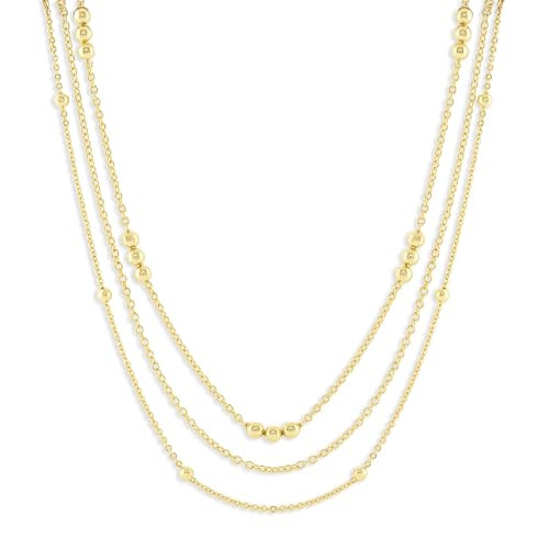 Milla Layered Necklaces for Women – 14K Gold Plated or Silver Plated Dainty Necklace Stack, Trendy Triple Chain Necklace Set (Triple Cable Chain/Gold) | Amazon (US)