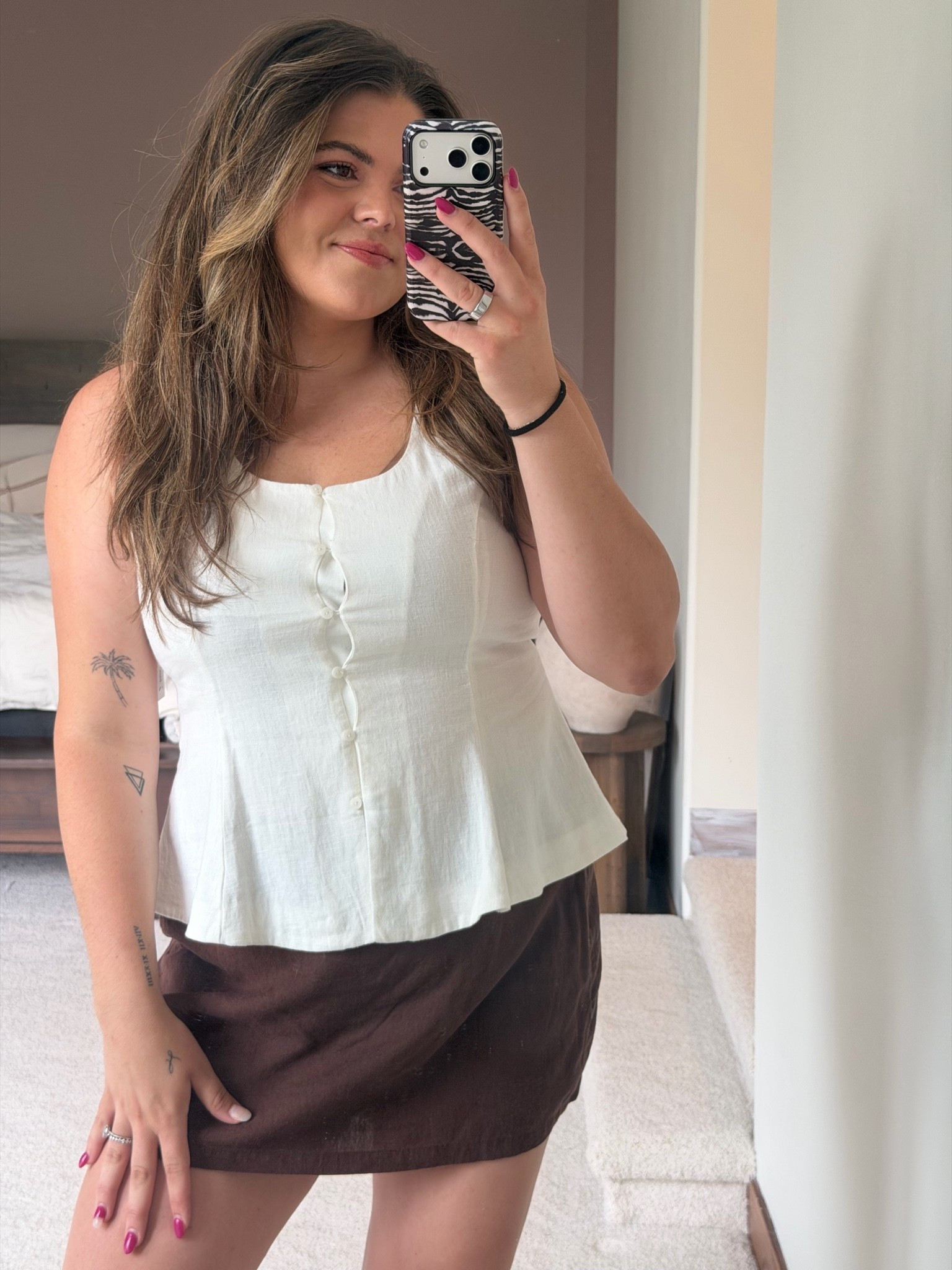 Old navy peplum top! This is large - if you’re bigger chested size up so your buttons don’t gape!