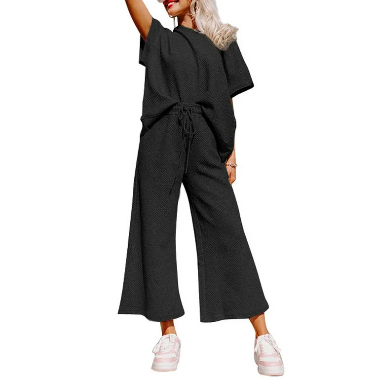 Dearlove Womens Sets 2 Piece Outfits Top and Bottom Outfits for Women 2 Piece Sweatsuit Sets Blac... | Walmart (US)
