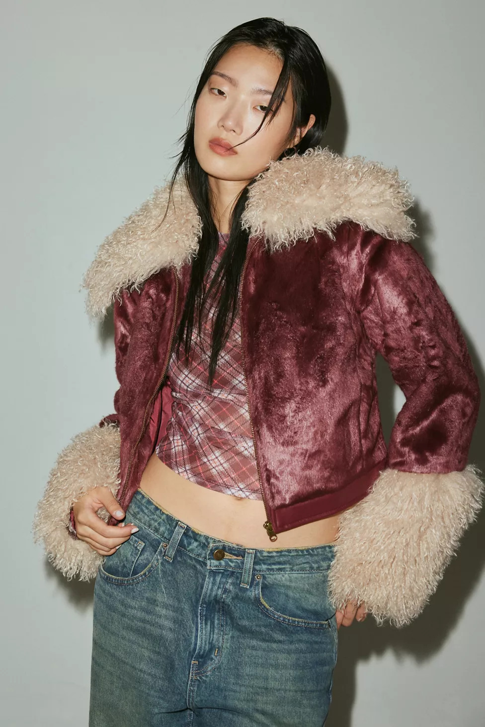 Silence + Noise Pony Faux Fur Cropped Jacket | Urban Outfitters (US and RoW)