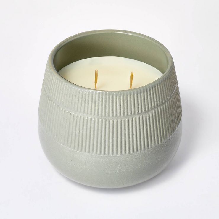25oz Medium Ceramic Nutmeg &#38; Amber Candle Gray - Threshold&#8482; designed with Studio McGee | Target