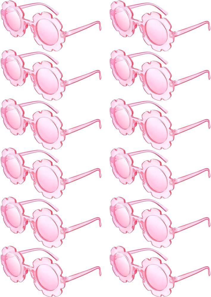 Geyoga 12 Pcs Kids Flower Sunglasses Colored Round Flower Glasses Cute Girls Baby Sunglasses for ... | Amazon (US)