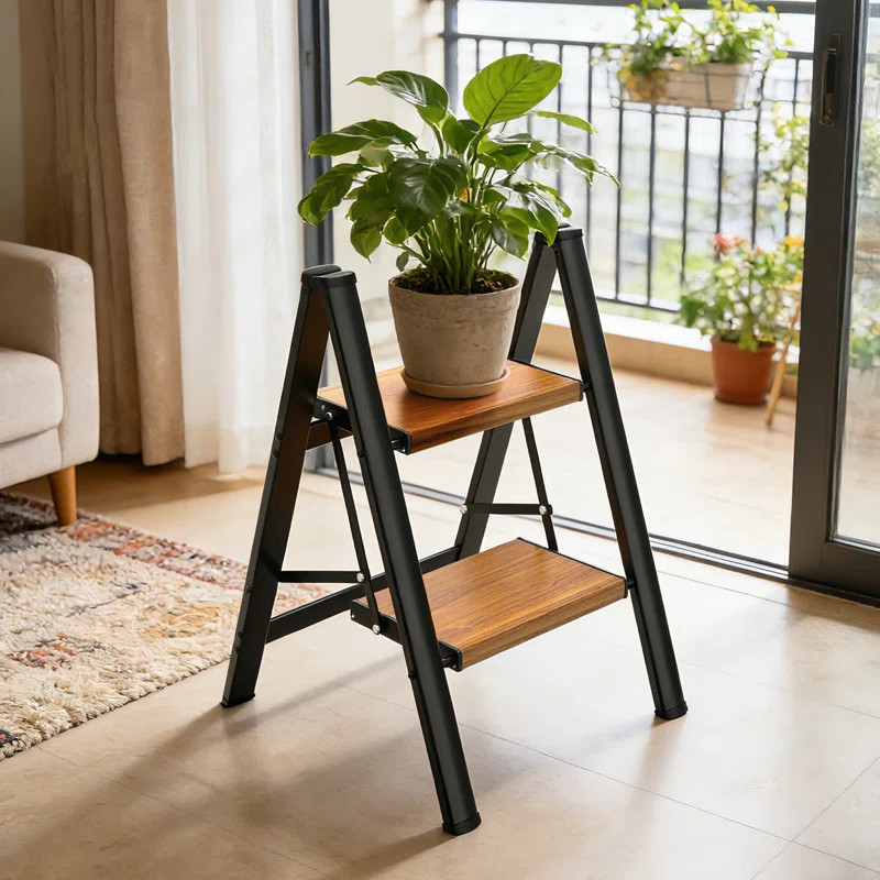 2 Step Ladder,Lightweight Metal Folding Step Stool with Anti-Slip Wide Pedal,330lbs Capacity, for... | Wayfair North America