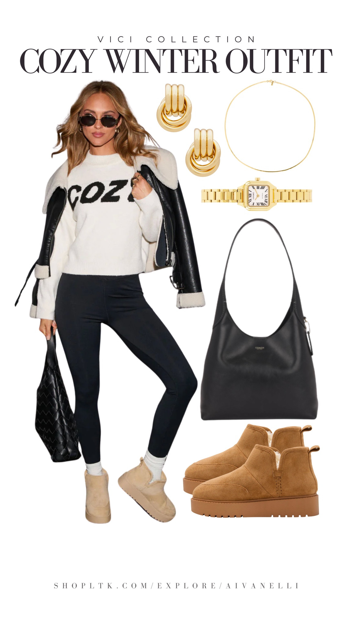 VICI Cozy Winter Outfit Idea

Oversized knit sweaters
Chunky cardigans
Wool coats
Puffer jackets
Leather leggings
Wide-leg trousers
Thermal tops
Knit scarves
Knee-high boots

#LTKSaleAlert #LTKSeasonal #LTKHoliday
