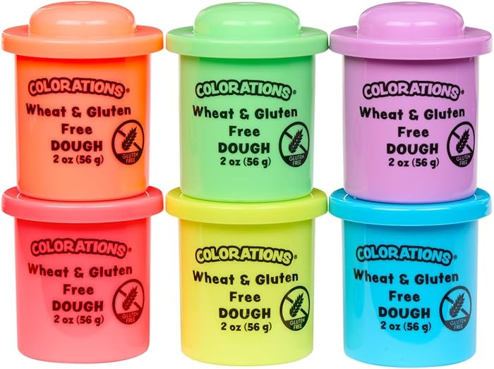 Colorations Wheat & Gluten Free Neon Dough - 6 Colors (2 oz Each) | Non-Toxic, Play Dough, Bulk S... | Amazon (US)