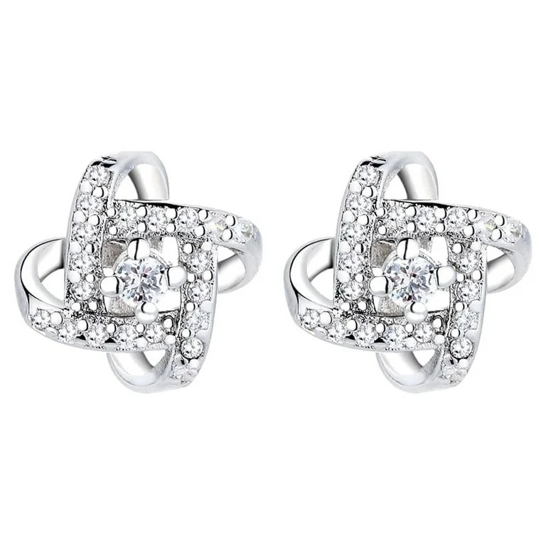 Sterling Silver Love Knot Stud Earrings with crystals from Swarovski for Women | Walmart (US)