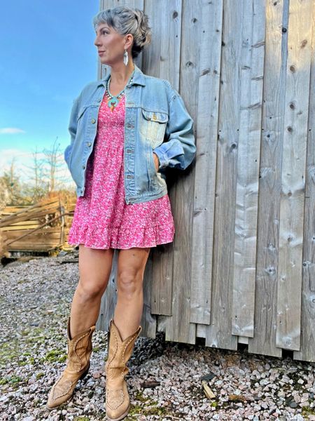 A feminine floral dress, boots and a jeans jacket is a true classic and perfect for transitional weather as we head into Spring! The jacket is vintage, the dress is “The Jackie" from HFmercantile.com, on sale for $21

#LTKfindsunder100 #LTKstyletip #LTKSeasonal