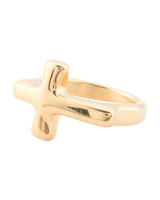 Made In Italy 14kt Gold Polished Gold Cross Ring | TJ Maxx