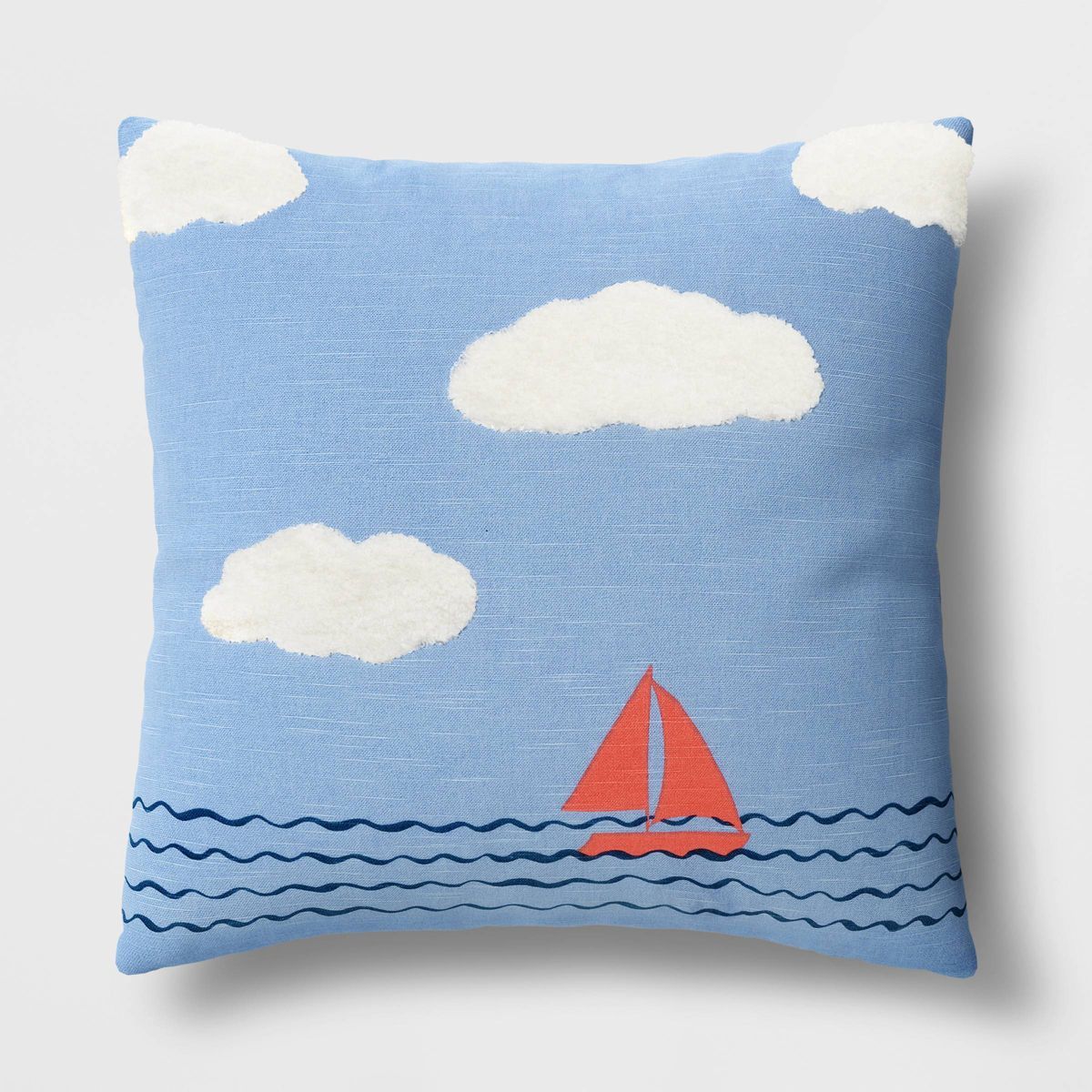 Sailboat on water with clouds square throw pillow blue - Room Essentials™ | Target
