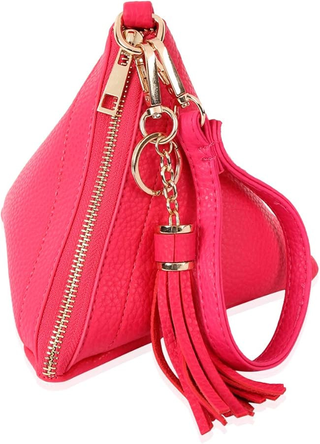 Triangle Vegan Leather Wristlet Clutch Purse Handbag - Pyramid Evening Cocktail Pouch Wallet Deta... | Amazon (US)