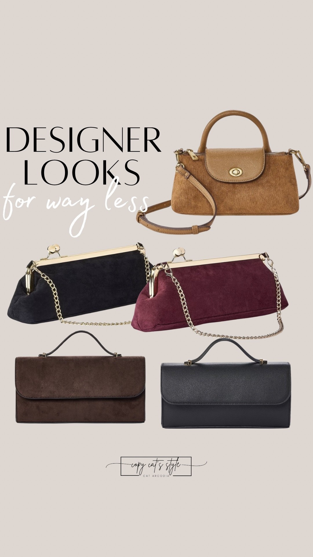 Designer hand bag looks for less. Suede bags, Target bags, evening bags

#LTKOver40