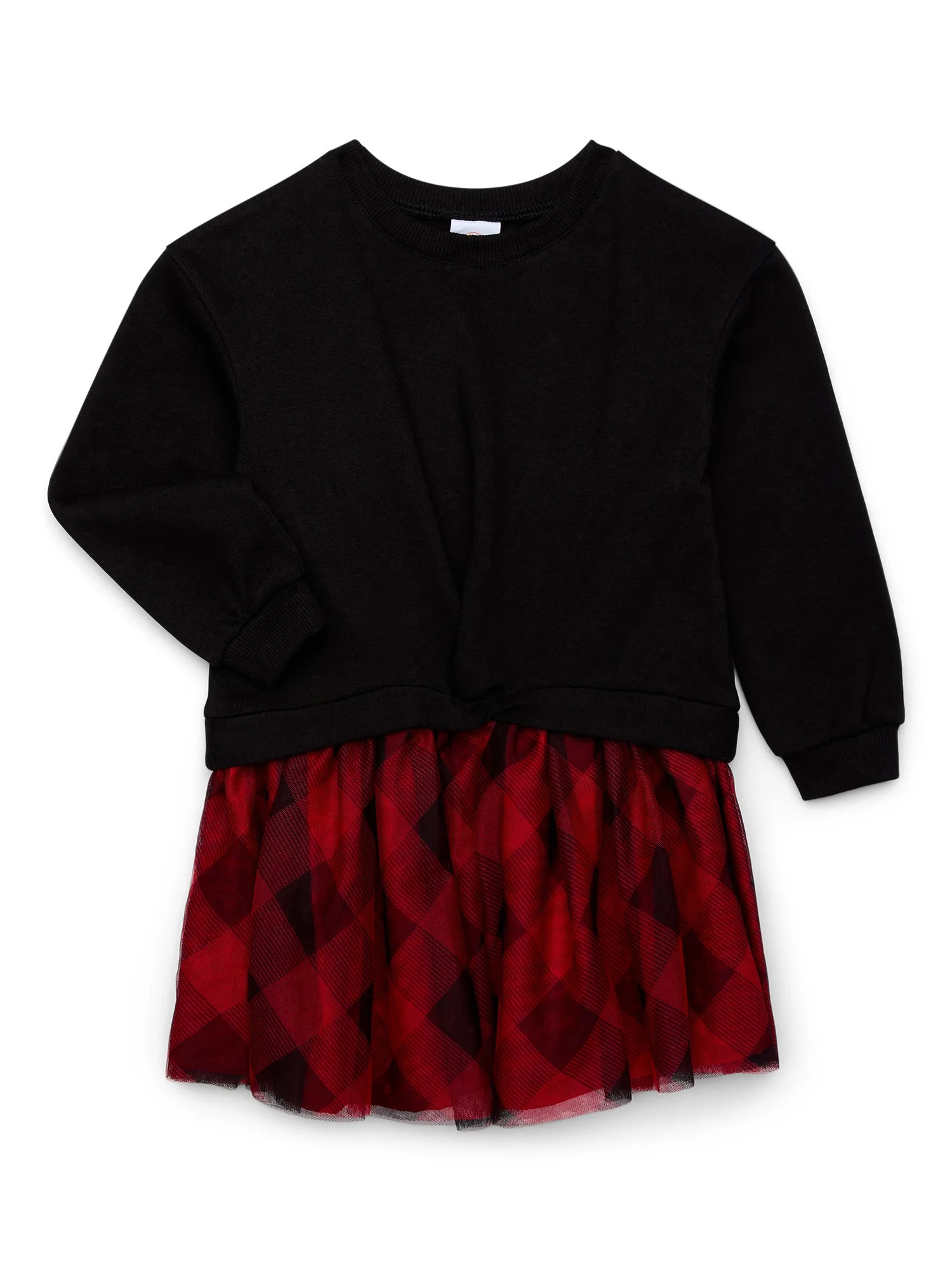 Wonder Nation Toddler Girls Mixed Fabric Tutu Dress, Sizes 12M-5T | Walmart (US)