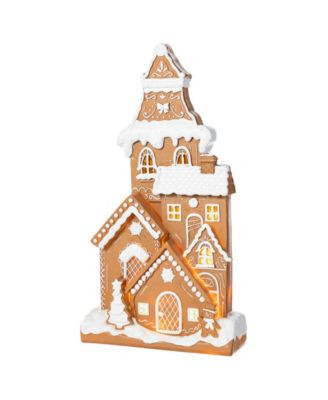 17.75" Lighted Resin Christmas Gingerbread House Figurine | Macy's