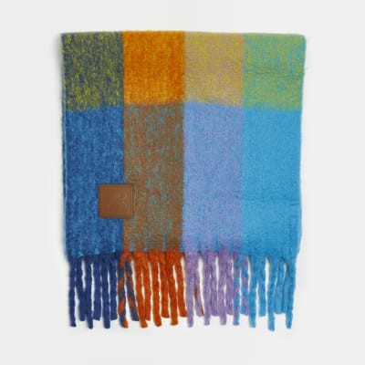 Blue colour block scarf | River Island (UK & IE)