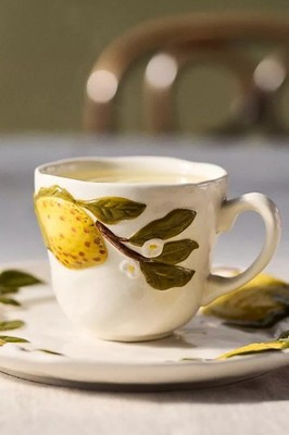 Anthropologie Foster Icon Stoneware Lemons Single Mug | eBay US