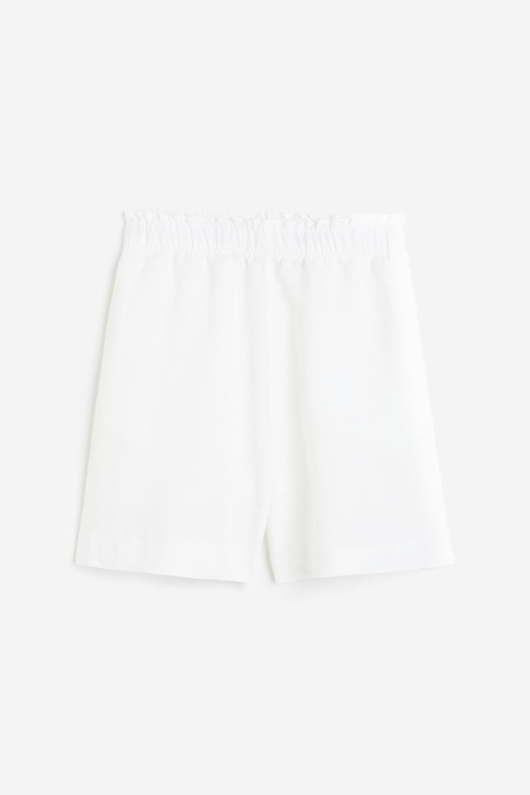 H & M - Linen-blend Pull-on Shorts - White | H&M (US + CA)