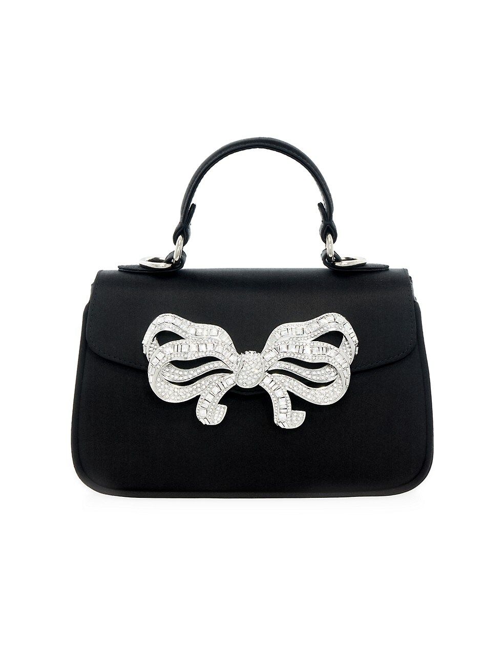 Bow Crystal-Embellished Satin Top Handle Bag | Saks Fifth Avenue