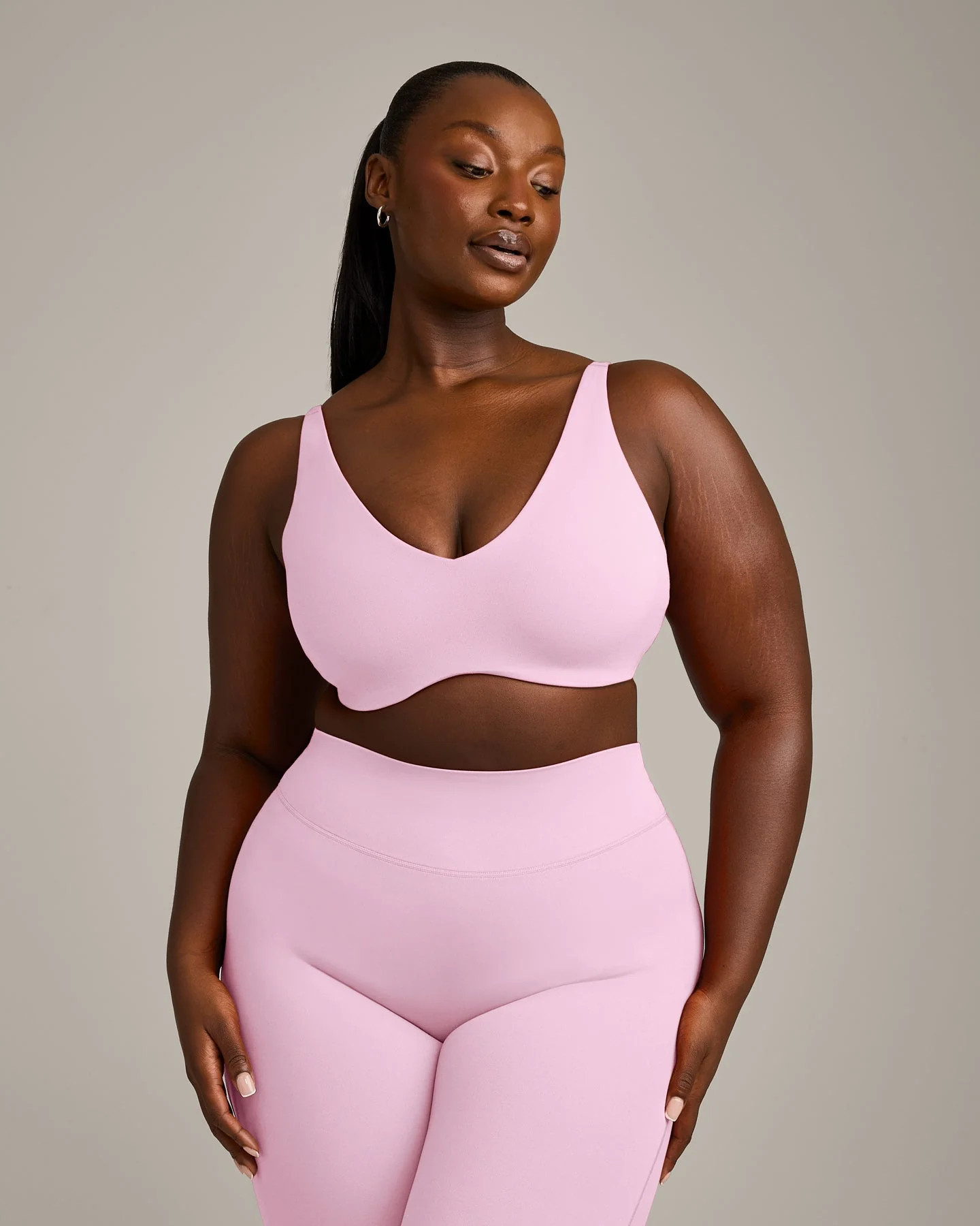 SoftMotion™ Scoop Back Bralette with Grey Logo 
 Chalk Pink | Oner Active (UK / US)