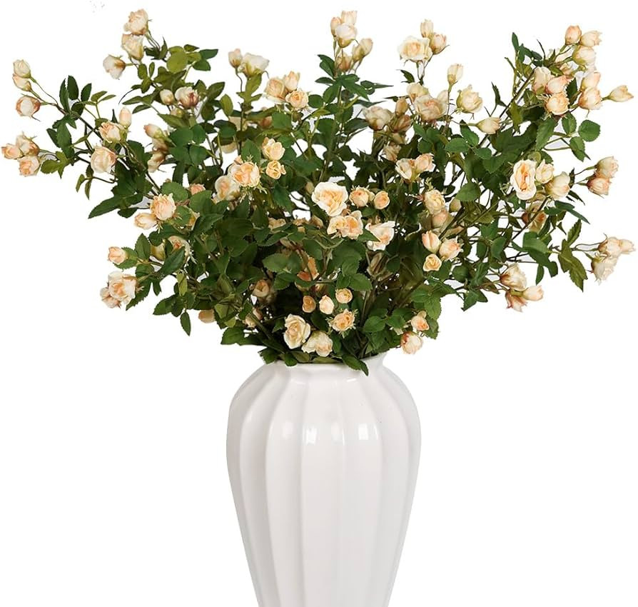 Melorca&Guilla Fake Flowers,6PCS 29" Artificial Rose for Vase, Long Stems Champagne Artificial Fl... | Amazon (US)