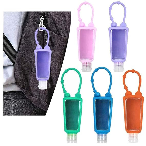5 Packs Travel Plastic Clear Keychain Bottles Hand Sanitizer Holder with Silicone Sleeve Leak Pro... | Amazon (US)