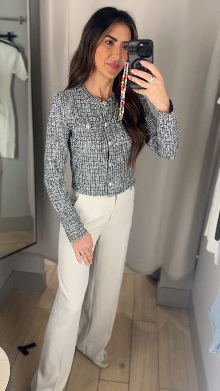 Work wear look under $50 items from H&M. Loving this trend with the cropped cardigan top. Also loving these straight leg pants that are only $31.99. 

#LTKfindsunder50 #LTKSpringSale