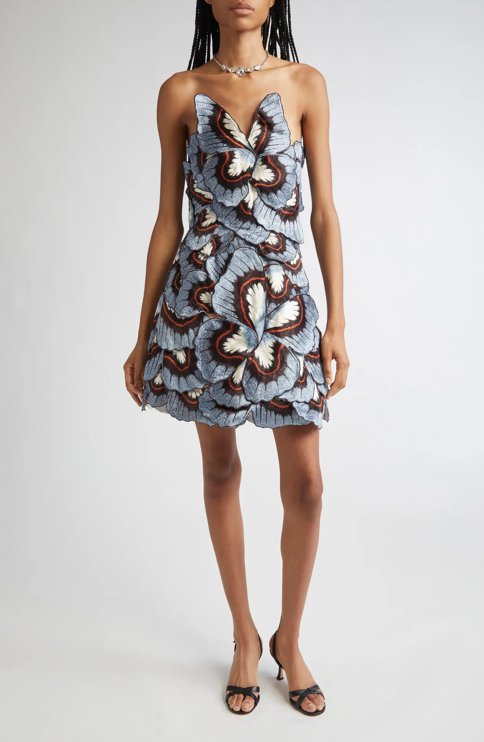 3D Butterfly Appliqué Strapless Dress | Nordstrom