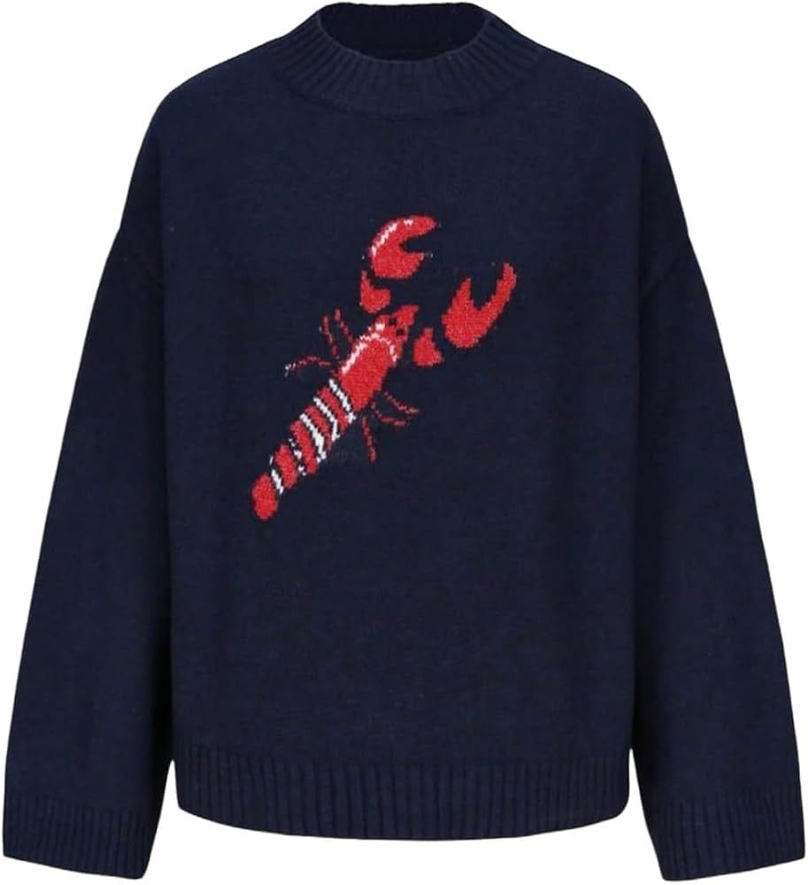 SHENHE Women's Lobster Sweater Crewneck Long Sleeve Graphic Fall Trendy Sweater Pullover | Amazon (US)