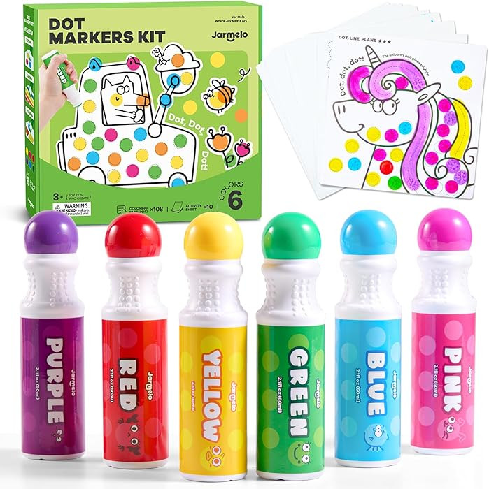 Jar Melo Washable Dot Markers for Toddlers, 6 Colors Dot Paints with 120 Printed PDF & 10 Activit... | Amazon (US)