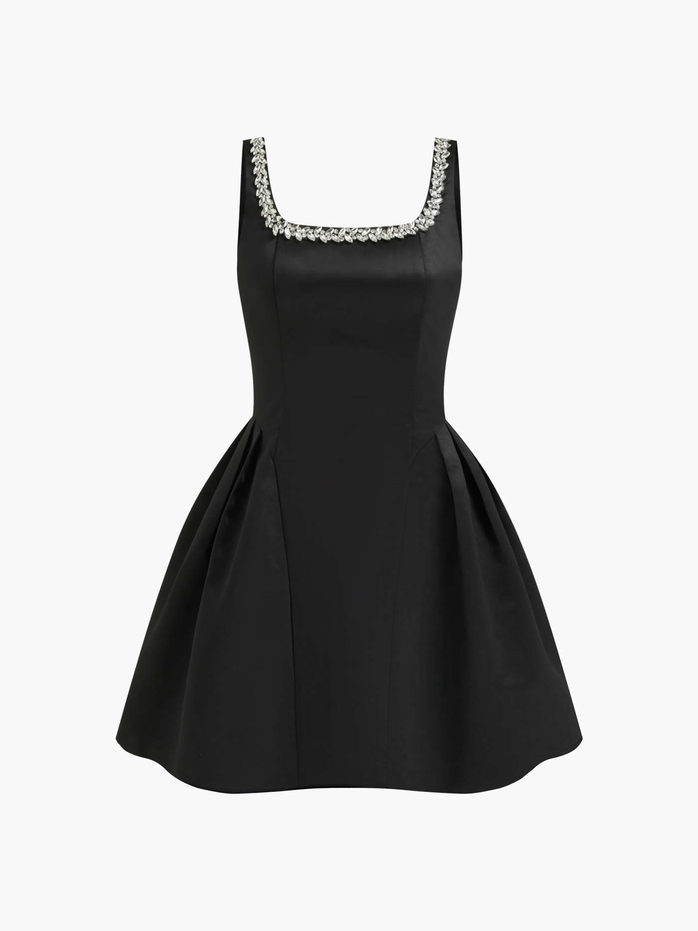 Satin Square Neck Rhinestone Mini Dress | Cider