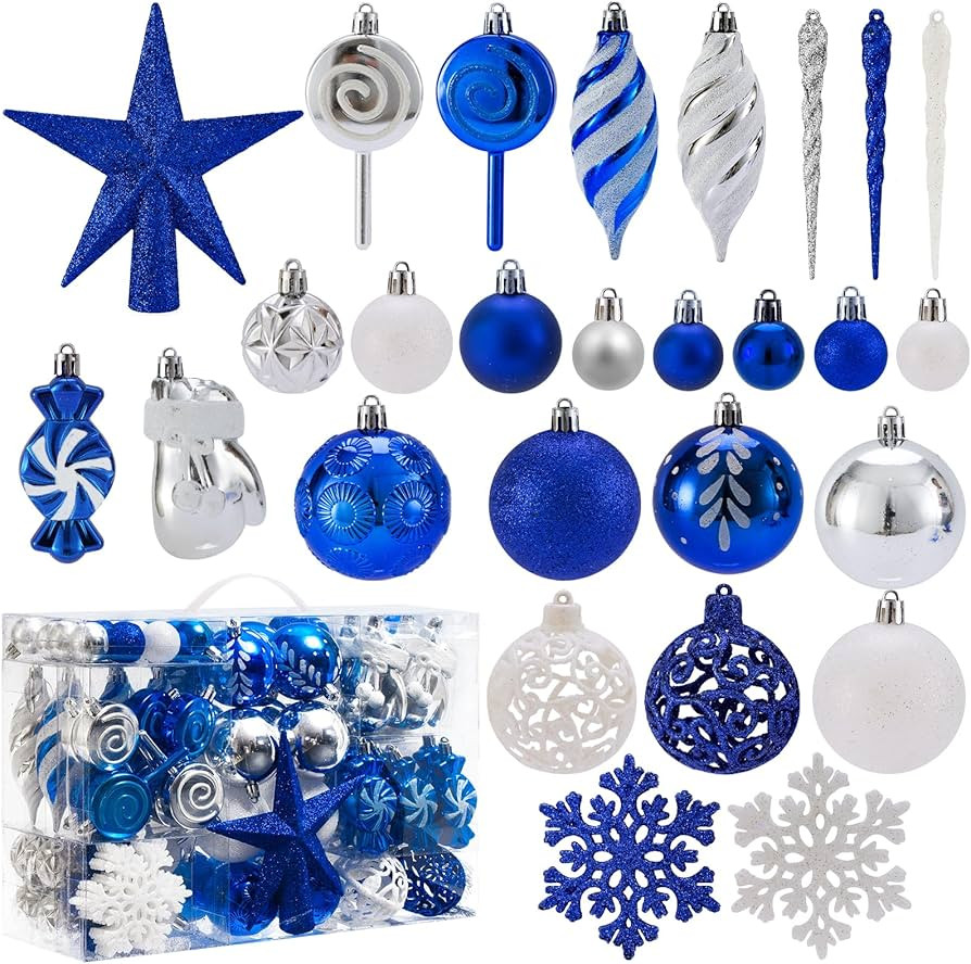 Shatterproof Christmas Ball Ornaments Set, 130 Pack Christmas Tree Decorations, Assorted Hanging ... | Amazon (US)