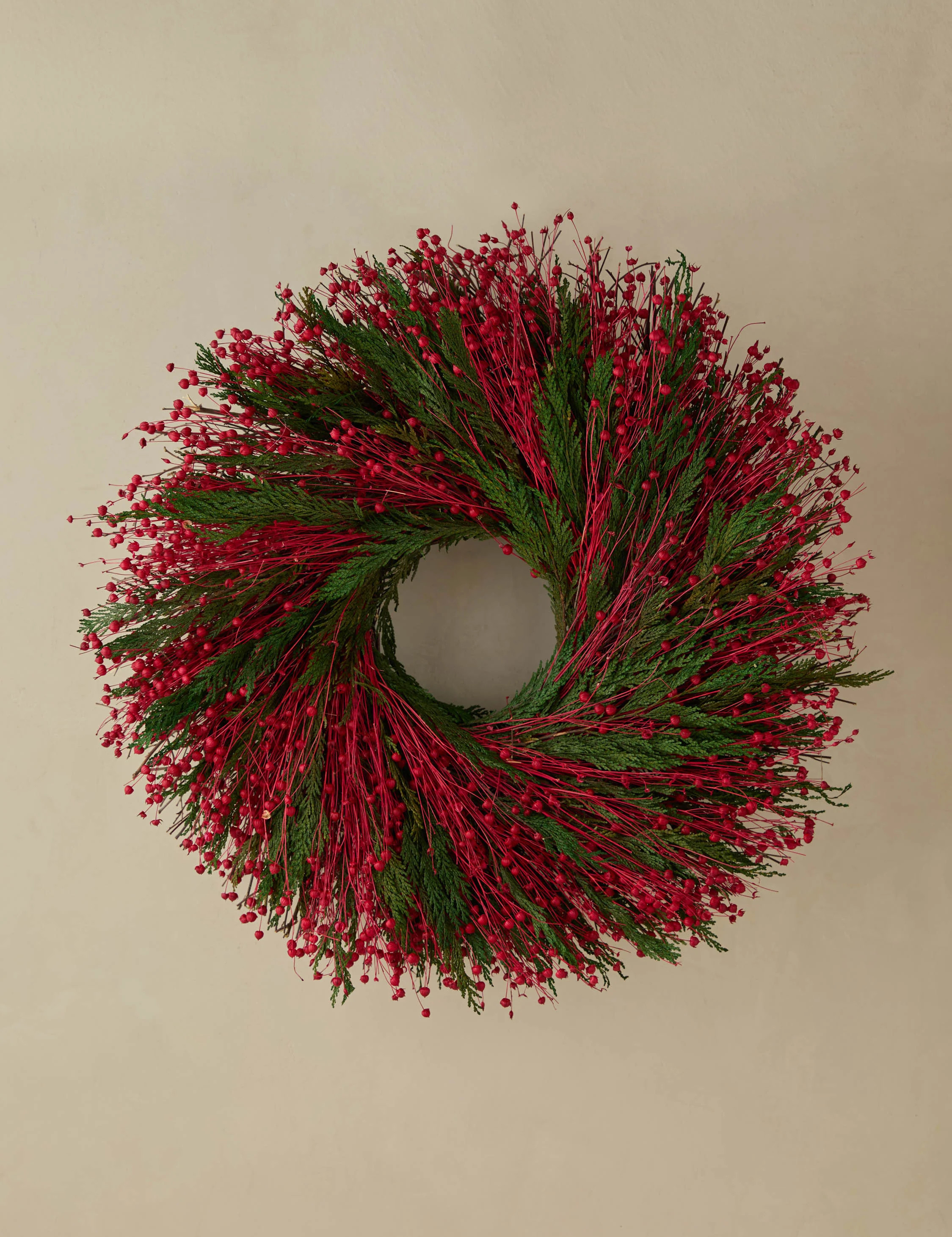 Preserved Red Flax + Cedar Wreath | Lulu and Georgia 