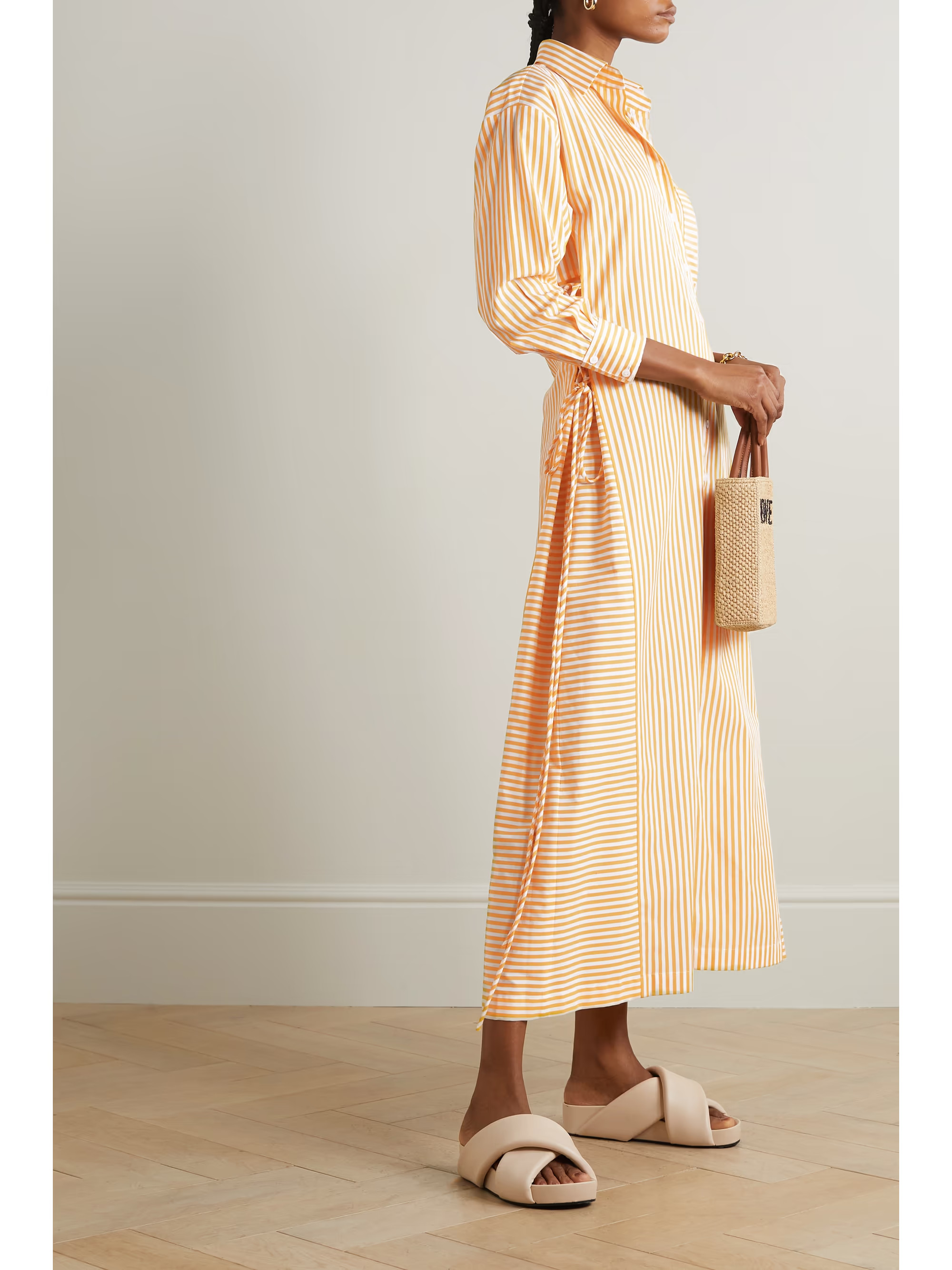 Lina lace-up striped cotton-poplin maxi shirt dress | NET-A-PORTER (US)