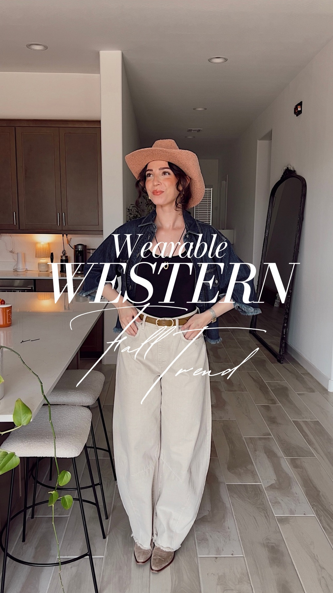 Cowgirl energy without looking like you’re headed to a costume party 🤠 

THIS is how to make the western trend wearable in 2025👇🏼 

Play with shape!

A wide leg barrel leg jean is reminiscent of dude ranch fashion from the early 20th century - this silhouette naturally meshes with modern western trends 👏🏼

Embrace denim 👖

Denim is an authentic nod to the roots of the western trend while adding neutral colors like black and taupe ground the whole look.

Accessorize 🔥

If a knit cowboy hat isn’t for you, add accessories like a fringe bag, heeled boot or bandana scarf to finish the look ✨

I’ve been leaning heavily into the western trend this fall…it feels authentic to me as I live in the desert 🌵🏜️ surrounded by horses and real cowboys! 

How do you feel about the western trend this season?

#WearableWestern #WesternFashion #WesternStyle #WesternWear #CowgirlStyle #WesternChic #WesternVibes #phlur #allsaints #freepeople #nordstromfinds #FashionInspo 
#StyleDiary #fashiontutorial #falltrends

#LTKStyleTip #LTKFindsUnder100 #LTKSaleAlert