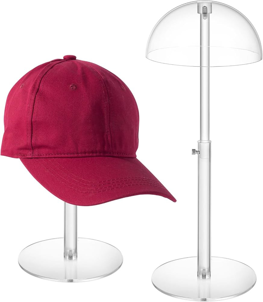 JUESHA 4 Pack Clear Acrylic Hat Display Stand Height Adjustable, Countertop Hat Holder for Baseba... | Amazon (US)
