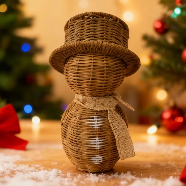 Wicker Snowman,Decoration Statue Rustic Rattan Snowman,11" Rattan Christmas Decor for Home Farmho... | Walmart (US)