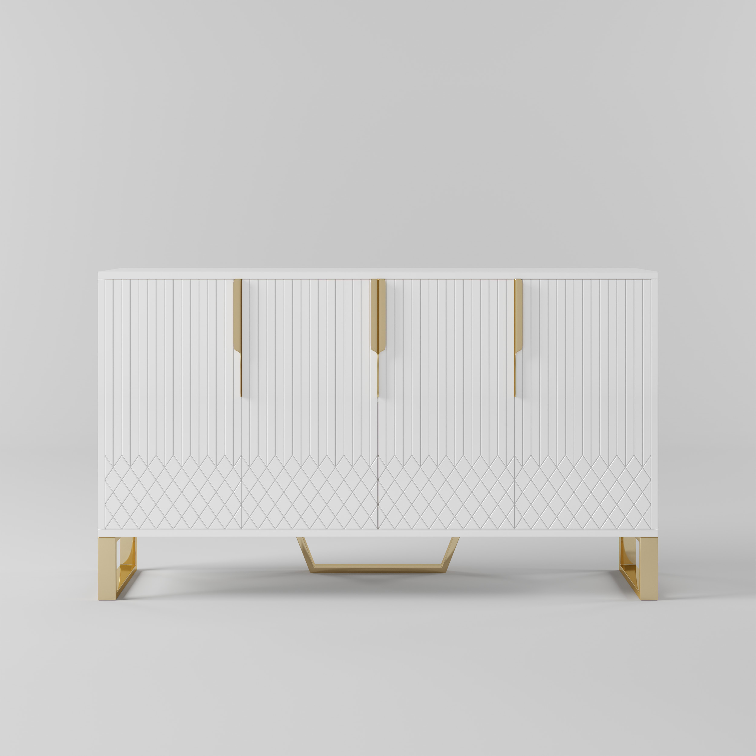 Aro 60" Contemporary Sideboard Buffet 4-Door Sideboard Table Kitchen Buffet Table-Homary | Homary