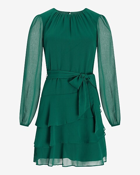 Tiered Ruffle Fit And Flare Dress | Express