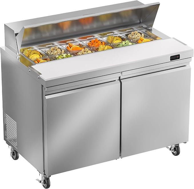 Rockitch 48" W Commercial Sandwich Prep Table Refrigerator, 13.8 Cu.ft Stainless Steel Sandwich P... | Amazon (US)