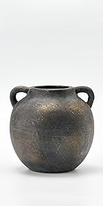 Ceramic Vase Rustic Vase for Home Decor, 5.8 Inch Terracotta Vase with Handles, Vintage Decorativ... | Amazon (US)