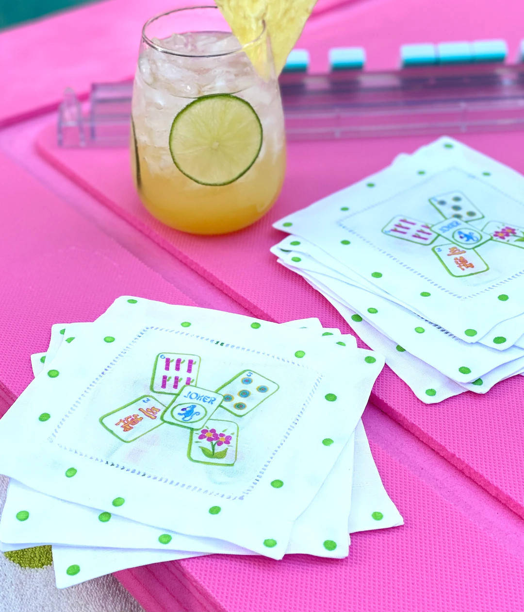 Colorful Mahjong Tile Cocktail Napkins | Etsy (US)